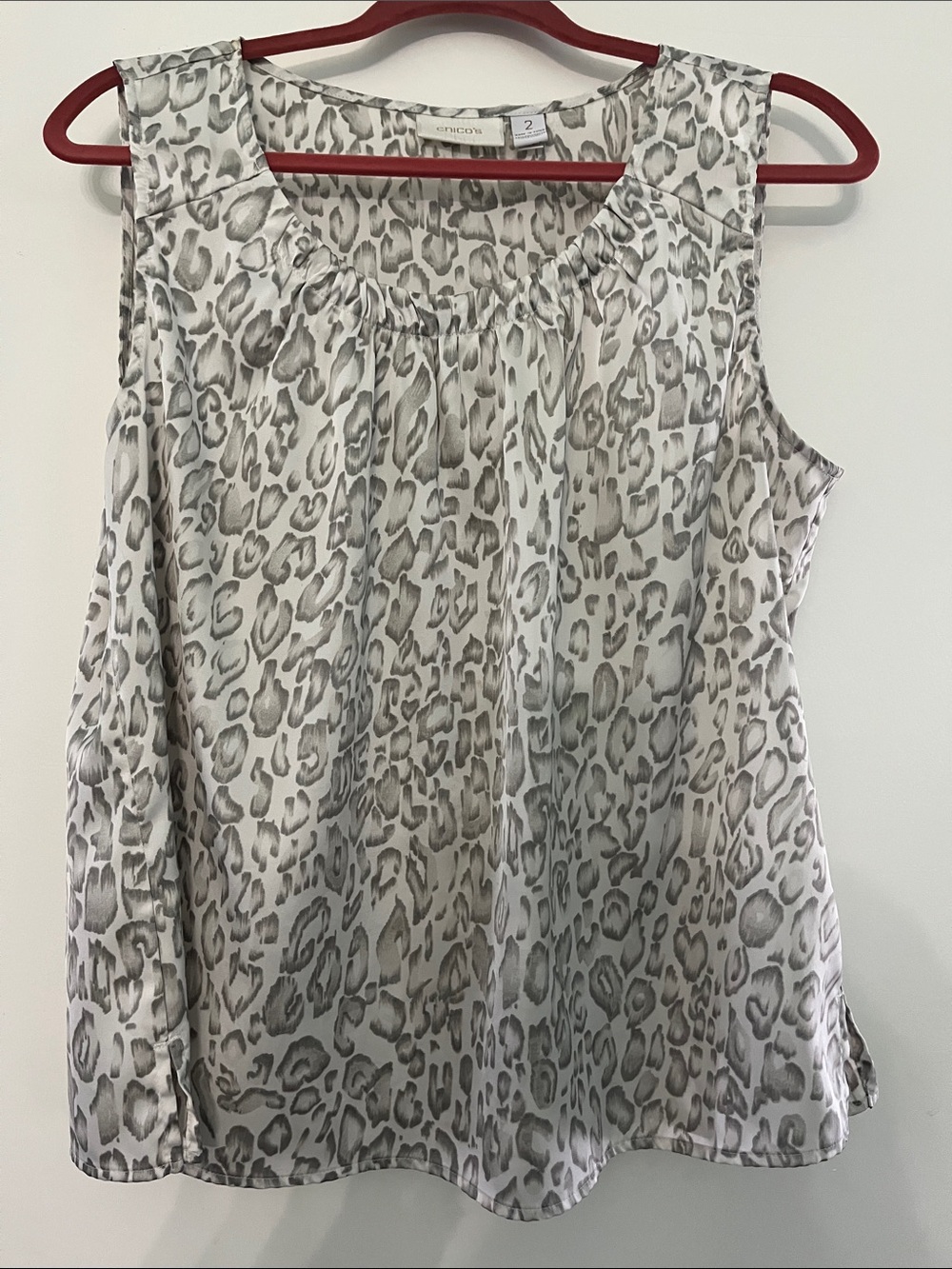 Chico's Sleeveless Leopard Print Shell Top - Gray/White